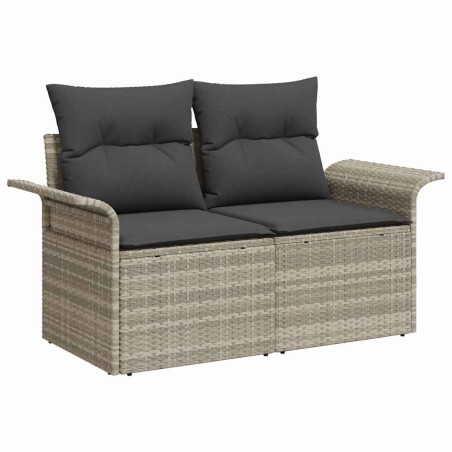 vidaXL Set da giardino 7 pezzi con cuscini grigio chiaro in rattan sintetico