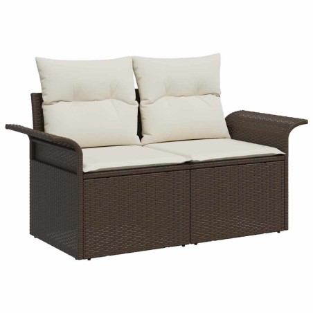 vidaXL Set Divano da Giardino 8 Pezzi con Cuscini in Rattan Sintetico Marrone