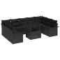 vidaXL Set da Giardino in 10 Pezzi con Cuscini in Rattan Neri vidaXL Set da Giardino in 10 Pezzi con Cuscini in Rattan Neri
