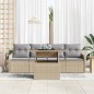 vidaXL Set Divano da Giardino 5 Pezzi in Rattan con Cuscini Beige vidaXL Set Divano da Giardino 5 Pezzi in Rattan con Cuscini Beige