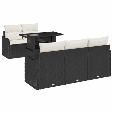 vidaXL Set di divani da giardino in 6 pezzi con cuscini in rattan polietilene neri.