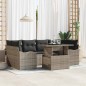 vidaXL Set Divano da Giardino a 7 Pezzi con Cuscini Grigio in Polyrattan