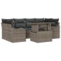 vidaXL Set Divano da Giardino a 7 Pezzi con Cuscini Grigio in Polyrattan