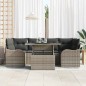 vidaXL Set Divano da Giardino a 7 Pezzi con Cuscini Grigio in Polyrattan