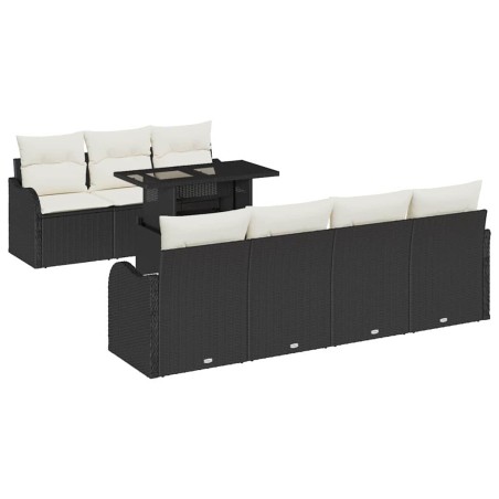 vidaXL Set di divani da giardino da 8 pezzi con cuscini in rattan poliestere nero