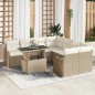 vidaXL Set Divano da Giardino 9 Pezzi con Cuscini Beige in Rattan Sintetico vidaXL Set Divano da Giardino 9 Pezzi con Cuscini Beige in Rattan Sintetico