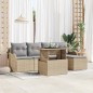 vidaXL Set di divani da giardino con 6 pezzi e cuscini beige in rattan sintetico vidaXL Set di divani da giardino con 6 pezzi e cuscini beige in rattan sintetico