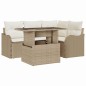 vidaXL Set di divani da giardino 5 pezzi con cuscini beige in polirattan. vidaXL Set di divani da giardino 5 pezzi con cuscini beige in polirattan.