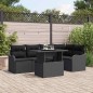 vidaXL Set di divani da giardino a 6 pezzi di con cuscini in polirattan nero vidaXL Set di divani da giardino a 6 pezzi di con cuscini in polirattan nero