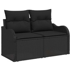 vidaXL Set di divani da giardino a 6 pezzi di con cuscini in polirattan nero