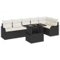 vidaXL Set da Giardino 7 Pezzi con Cuscini in Rattan Plastico Nero vidaXL Set da Giardino 7 Pezzi con Cuscini in Rattan Plastico Nero