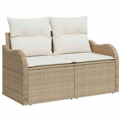 vidaXL Set di Sofà da Giardino 9 Pezzi con Cuscini Beige in Rattan Sintetico.