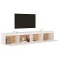 Pensili 2 pz Bianchi 100x30x35 cm in Legno Massello di Pino Pensili 2 pz Bianchi 100x30x35 cm in Legno Massello di Pino