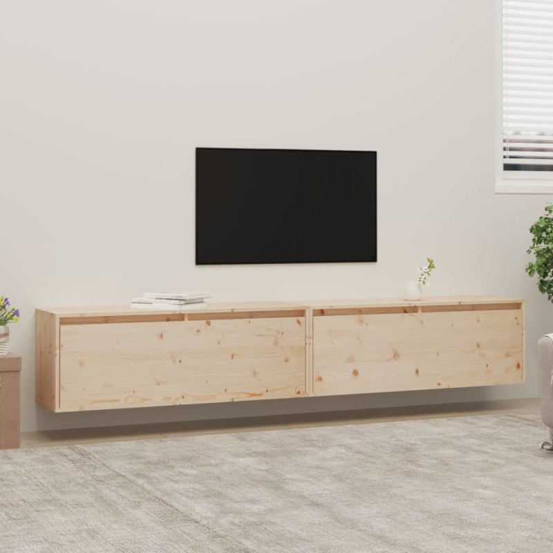 vidaXL Pensili 2 pz 100x30x35 cm in Legno Massello di Pino vidaXL Pensili 2 pz 100x30x35 cm in Legno Massello di Pino