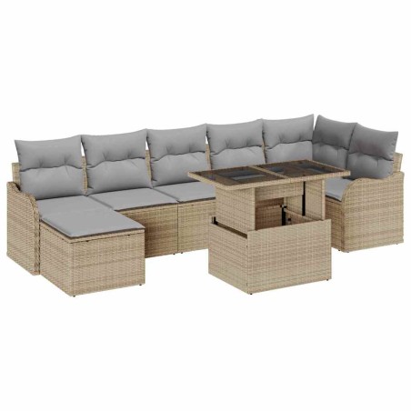 vidaXL Set divani da giardino 8 pezzi con cuscini in rattan sintetico beige
