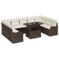 vidaXL Set di divani da giardino 10 pezzi con cuscini in polyrattan marrone