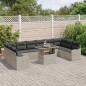 vidaXL Set di divani da giardino da 11 pezzi con cuscini grigio chiaro in polyrattan vidaXL Set di divani da giardino da 11 pezzi con cuscini grigio chiaro in polyrattan