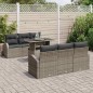 vidaXL Set divano da giardino a 7 pezzi con cuciture grigio in rattan sintetico vidaXL Set divano da giardino a 7 pezzi con cuciture grigio in rattan sintetico