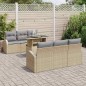 vidaXL Set di divani da giardino 7 pezzi, cuscini beige in rattan sintetico vidaXL Set di divani da giardino 7 pezzi, cuscini beige in rattan sintetico