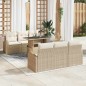 vidaXL Set di Divani da Giardino 7 Pezzi con Cuscini Beige in Rattan Sintetico vidaXL Set di Divani da Giardino 7 Pezzi con Cuscini Beige in Rattan Sintetico