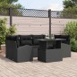 vidaXL Set di divani da giardino 7 pezzi con cuscini in rattan nero vidaXL Set di divani da giardino 7 pezzi con cuscini in rattan nero