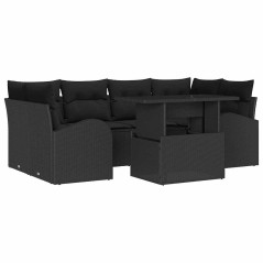 vidaXL Set di divani da giardino 7 pezzi con cuscini in rattan nero