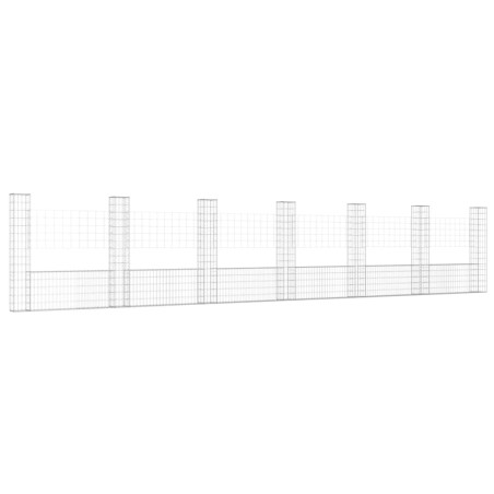Gabbione a U con 7 Pali in Ferro 740x20x150 cm