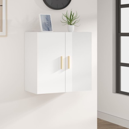 Armadietto a Muro Bianco Lucido 60x30x60 cm Legno Multistrato