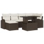 vidaXL Set di divani da giardino da 7 pezzi con cuscini in rattan polietilene marrone.