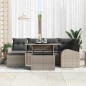 vidaXL Set divani da giardino 7 pezzi con cuscini grigi in polyrattan