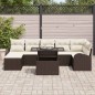 Set di Divani da Giardino 8 Pezzi con Cuscini Marrone Rattan Poly Set di Divani da Giardino 8 Pezzi con Cuscini Marrone Rattan Poly