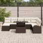 vidaXL Set di divani da giardino 9 pezzi con cuscini in rattan sintetico marrone