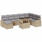 vidaXL Set di divani da giardino , 9 pezzi, con cuscini beige in rattan sintetico. vidaXL Set di divani da giardino , 9 pezzi, con cuscini beige in rattan sintetico.