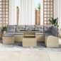 vidaXL Set di divani da giardino , 9 pezzi, con cuscini beige in rattan sintetico. vidaXL Set di divani da giardino , 9 pezzi, con cuscini beige in rattan sintetico.