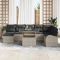 vidaXL Set divano da giardino 9 pezzi in rattan sintetico grigio chiaro con cuscini. vidaXL Set divano da giardino 9 pezzi in rattan sintetico grigio chiaro con cuscini.