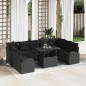 vidaXL Set di Divani da Giardino in 10 Pezzi con Cuscini in Rattan Nero vidaXL Set di Divani da Giardino in 10 Pezzi con Cuscini in Rattan Nero