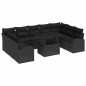 vidaXL Set di Divani da Giardino in 10 Pezzi con Cuscini in Rattan Nero vidaXL Set di Divani da Giardino in 10 Pezzi con Cuscini in Rattan Nero