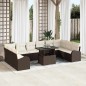 vidaXL Set di divani da giardino in 11 pezzi con cuscini marroni in polirattan vidaXL Set di divani da giardino in 11 pezzi con cuscini marroni in polirattan