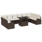 vidaXL Set di divani da giardino in 11 pezzi con cuscini marroni in polirattan vidaXL Set di divani da giardino in 11 pezzi con cuscini marroni in polirattan