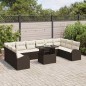 vidaXL Set di divani da giardino in 11 pezzi con cuscini marroni in polirattan vidaXL Set di divani da giardino in 11 pezzi con cuscini marroni in polirattan