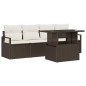 vidaXL Set di Sofà da Giardino con Cuscini da 5 Pezzi in Rattan e Poliestere Marrone vidaXL Set di Sofà da Giardino con Cuscini da 5 Pezzi in Rattan e Poliestere Marrone