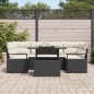 vidaXL Set Giardino 7 Pezzi con Cuscini in Rattan Plastico Nero vidaXL Set Giardino 7 Pezzi con Cuscini in Rattan Plastico Nero