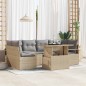 vidaXL Set Divano da Giardino 7 Pezzi con Cuscini Beige in Rattan Sintetico vidaXL Set Divano da Giardino 7 Pezzi con Cuscini Beige in Rattan Sintetico