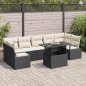 vidaXL Set di divani da giardino in 8 pezzi con cuscini in rattan nero vidaXL Set di divani da giardino in 8 pezzi con cuscini in rattan nero