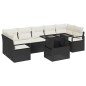vidaXL Set di divani da giardino in 8 pezzi con cuscini in rattan nero vidaXL Set di divani da giardino in 8 pezzi con cuscini in rattan nero