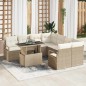 vidaXL Set divani da giardino , 9 pezzi con cuscini in rattan sintetico beige vidaXL Set divani da giardino , 9 pezzi con cuscini in rattan sintetico beige