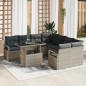 vidaXL Set Divano da Giardino con Cuscini - 9 Pezzi in Polyrattan Grigio Chiaro vidaXL Set Divano da Giardino con Cuscini - 9 Pezzi in Polyrattan Grigio Chiaro