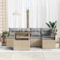 vidaXL Set di divani da giardino , 6 pezzi con cuscini beige in rattan sintetico vidaXL Set di divani da giardino , 6 pezzi con cuscini beige in rattan sintetico