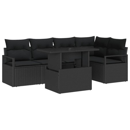 vidaXL Set di divani da giardino 6 pezzi con cuscini in rattan nero in poliestere