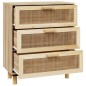 Credenza Marrone 60x30x70cm Legno Massello Pino Rattan Naturale